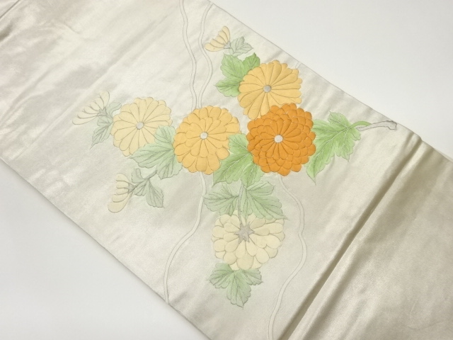 菊模様刺繍名古屋帯